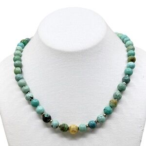 Vintage Gold Filled turquoise bead necklace - GM60